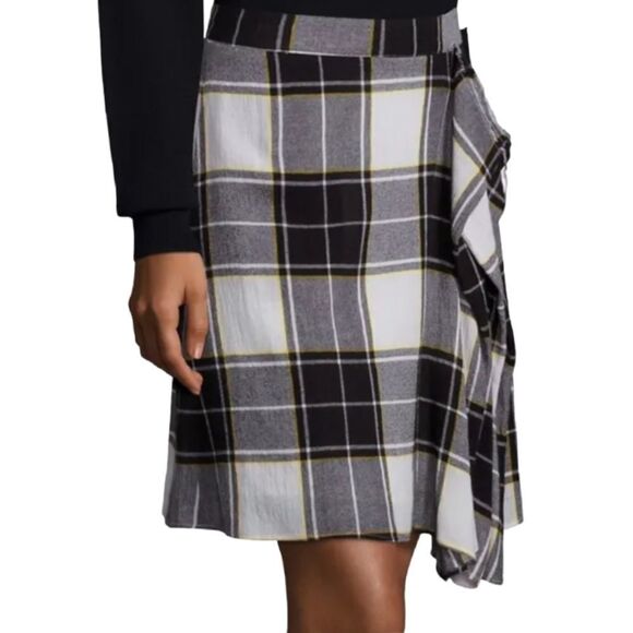 Plaid Academia Old Money Mini Skirt Size 2 Wool Blend Preppy Office Classic - Picture 8 of 9